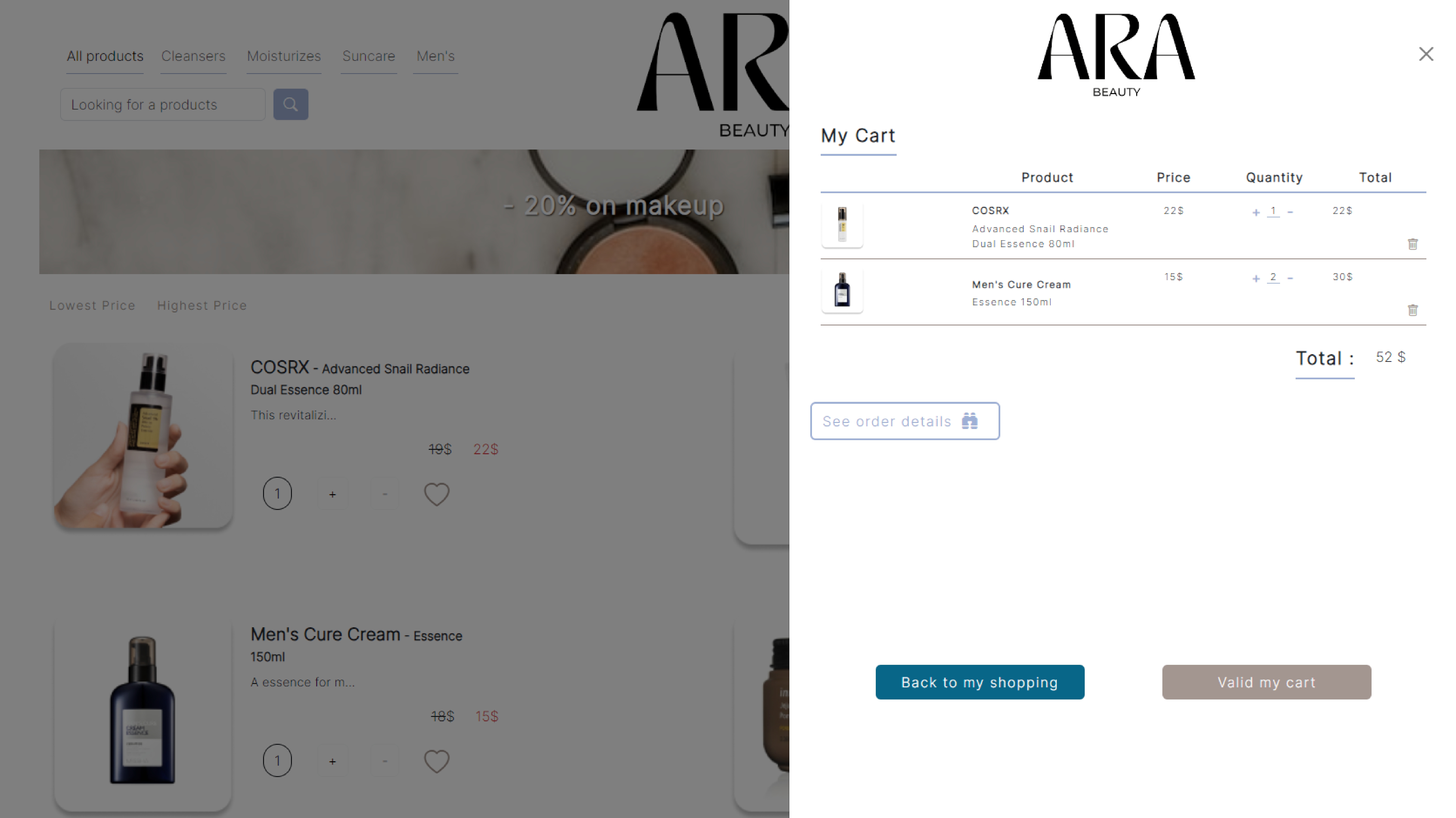 Site E-commerce - Ara Beauty - V1