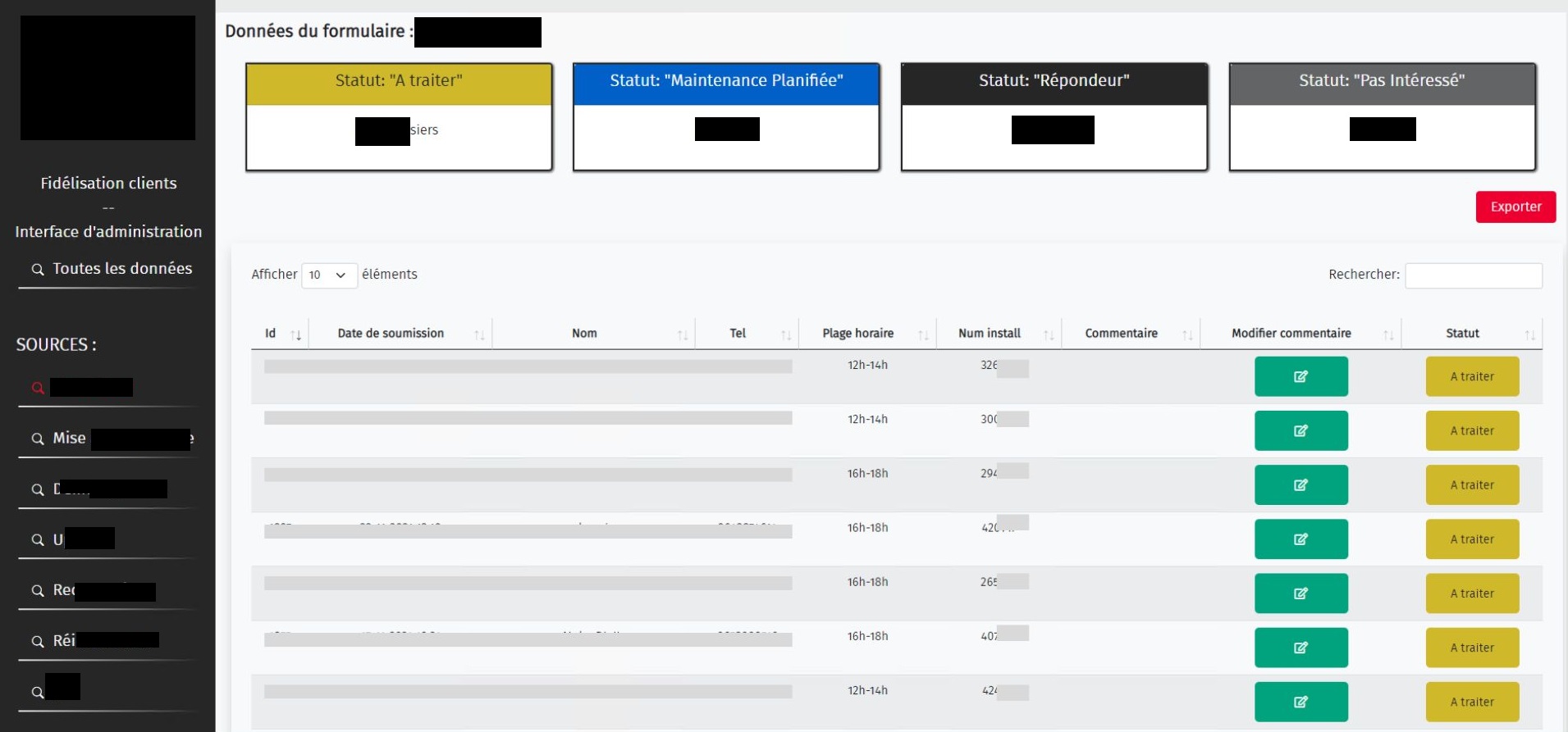 Backoffice pour la gestion de dossier clients